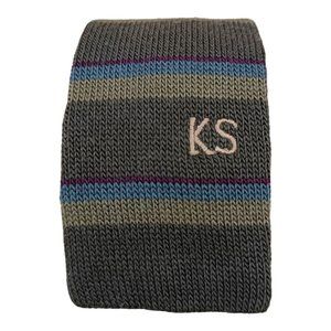 KS Green Striped Knit Lambsool Slim Tie ITALY 50"/ 2" EC